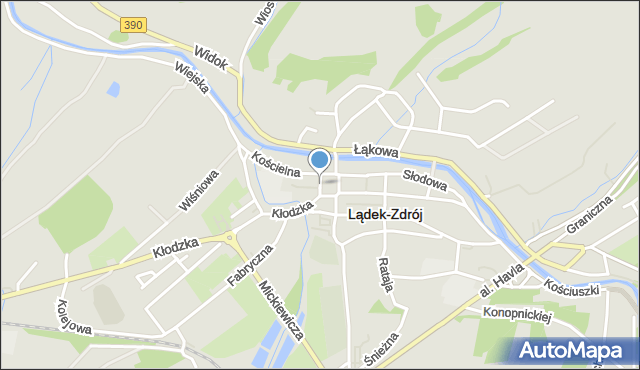 Lądek-Zdrój, Gwieździsta, mapa Lądek-Zdrój