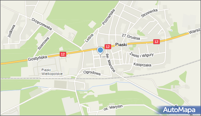 Piaski powiat gostyński, Gwarna, mapa Piaski powiat gostyński