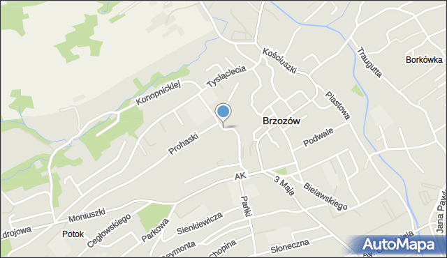 Brzozów, Harcerska, mapa Brzozów