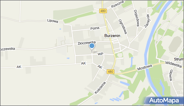 Burzenin, Harcerska, mapa Burzenin