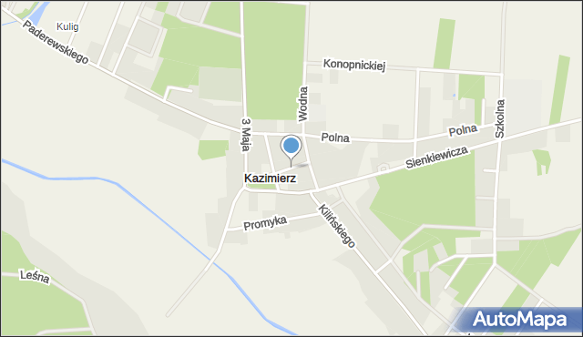 Kazimierz gmina Lutomiersk, Hallera Józefa, gen., mapa Kazimierz gmina Lutomiersk