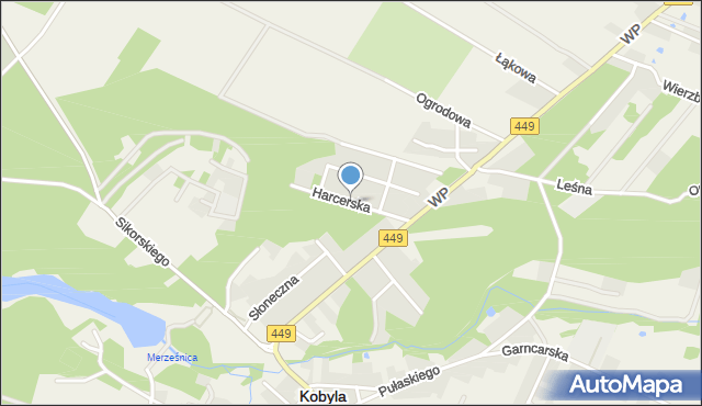 Kobyla Góra powiat ostrzeszowski, Harcerska, mapa Kobyla Góra powiat ostrzeszowski