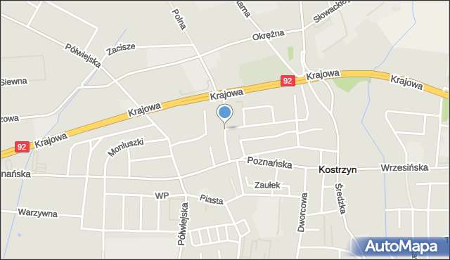 Kostrzyn powiat poznański, Hallera Józefa, gen., mapa Kostrzyn powiat poznański