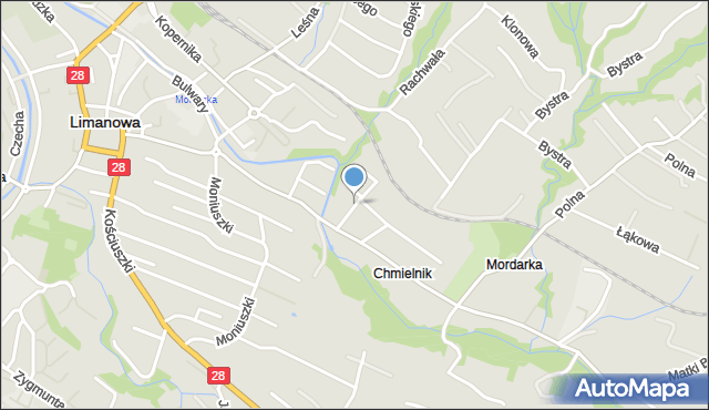 Limanowa, Harcerska, mapa Limanowa