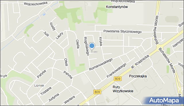 Lublin, Hauke-Bosaka Józefa, gen., mapa Lublina