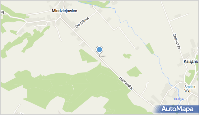 Młodziejowice gmina Michałowice, Harcerska, mapa Młodziejowice gmina Michałowice