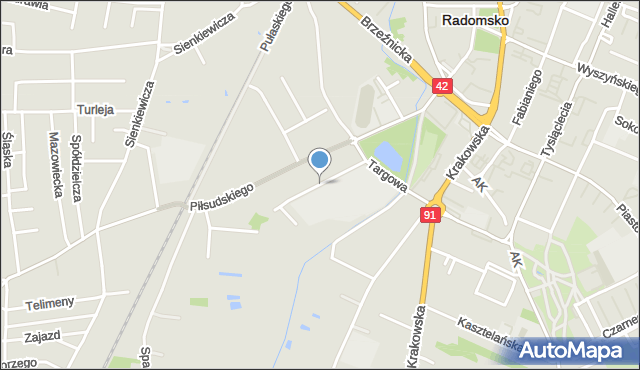 Radomsko, Harcerska, mapa Radomsko