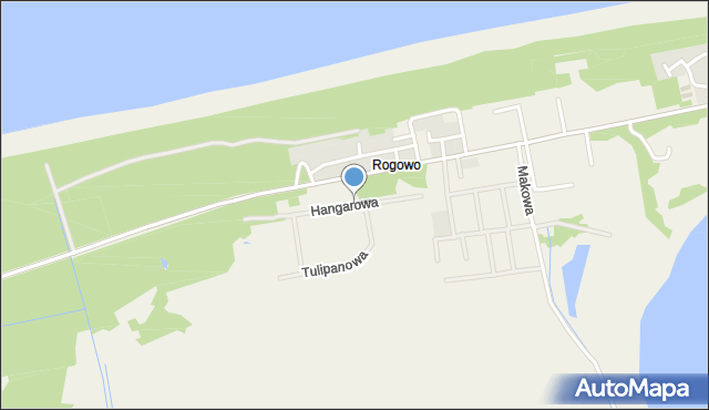 Rogowo gmina Trzebiatów, Hangarowa, mapa Rogowo gmina Trzebiatów