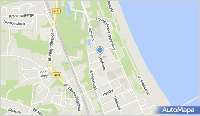 Sopot, Haffnera Jana Jerzego, mapa Sopotu