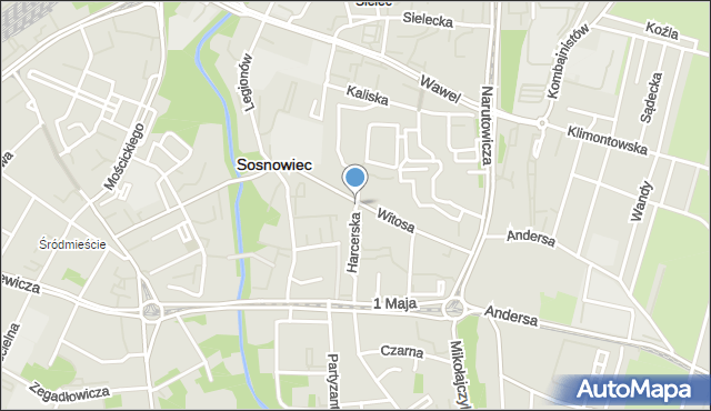 Sosnowiec, Harcerska, mapa Sosnowca