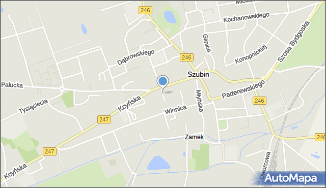 Szubin, Harcerska, mapa Szubin