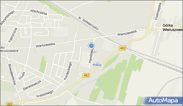 Wieruszów, Handlowa, mapa Wieruszów
