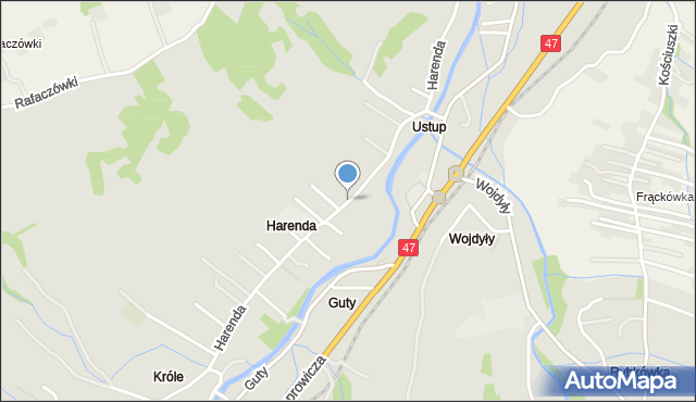 Zakopane, Harenda, mapa Zakopanego
