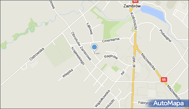 Zambrów, Handlowa, mapa Zambrów