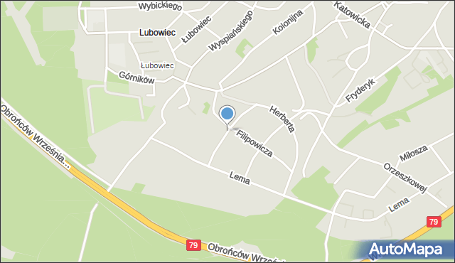 Jaworzno, Herberta Zbigniewa, mapa Jaworzno