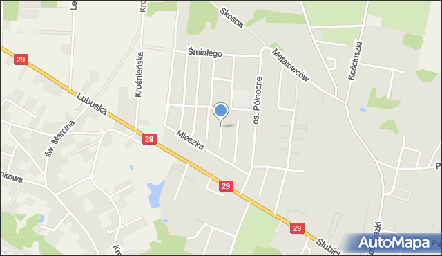 Krosno Odrzańskie, Henryka Pobożnego, mapa Krosno Odrzańskie