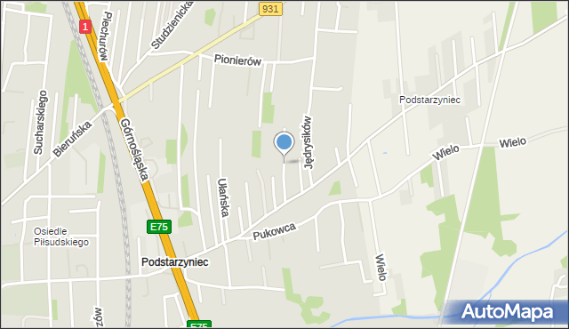 Pszczyna, Hetmańska, mapa Pszczyny