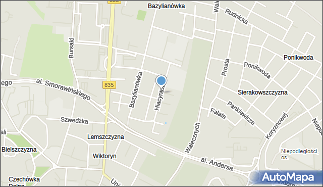 Lublin, Hiacyntowa, mapa Lublina