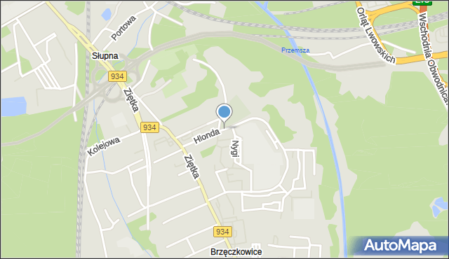 Mysłowice, Hlonda Augusta, ks. kard. Prymasa, mapa Mysłowice