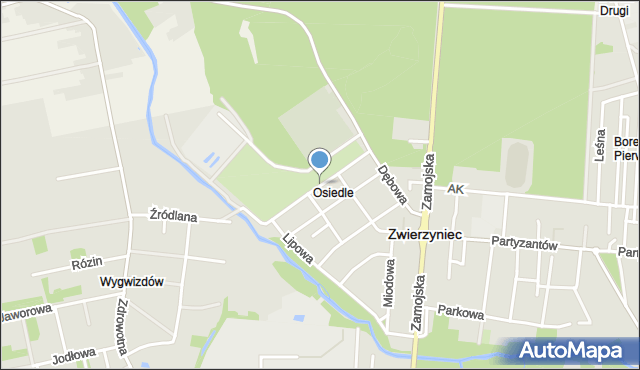 Zwierzyniec powiat zamojski, Hłaski, mapa Zwierzyniec powiat zamojski