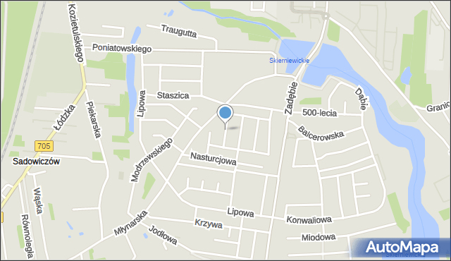 Skierniewice, Hortensji, mapa Skierniewic