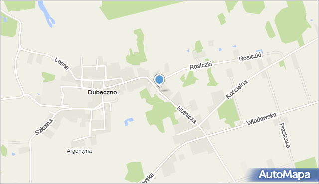 Dubeczno, Hutnicza, mapa Dubeczno