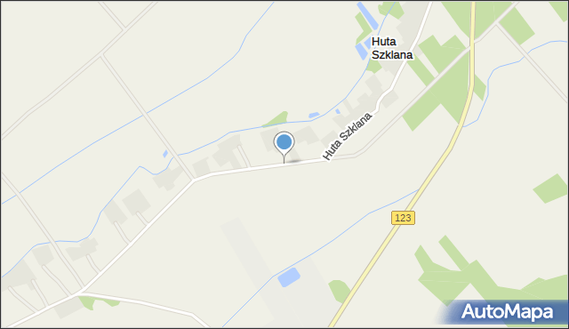 Huta Szklana gmina Krzyż Wielkopolski, Huta Szklana, mapa Huta Szklana gmina Krzyż Wielkopolski