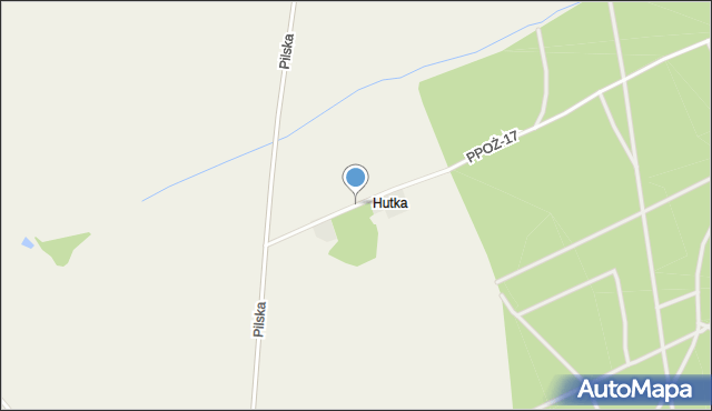 Hutka gmina Czarnków, Hutka, mapa Hutka gmina Czarnków