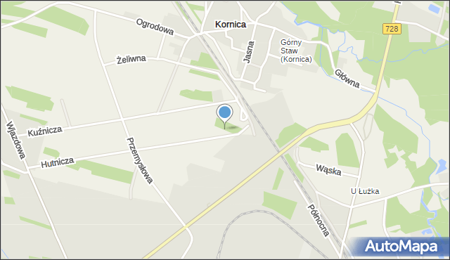 Kornica, Hutnicza, mapa Kornica