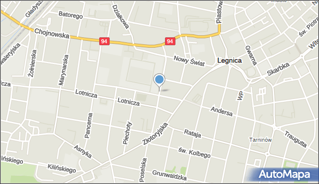 Legnica, Hutników, mapa Legnicy