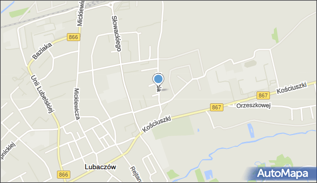 Lubaczów, Hubala Henryka, mjr., mapa Lubaczów