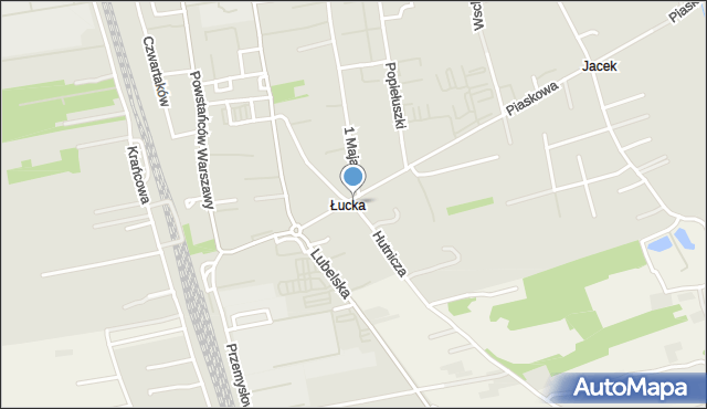 Lubartów, Hutnicza, mapa Lubartów