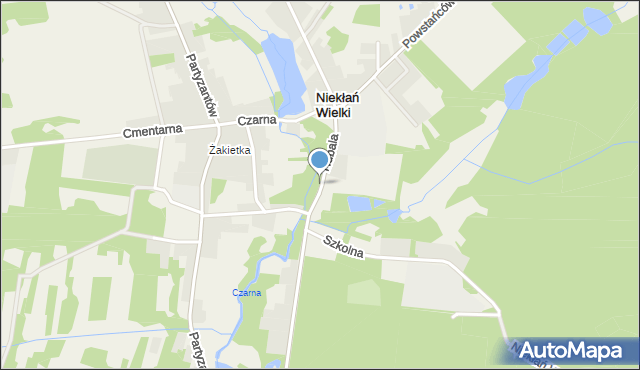 Niekłań Wielki, Hubala Henryka, mjr., mapa Niekłań Wielki