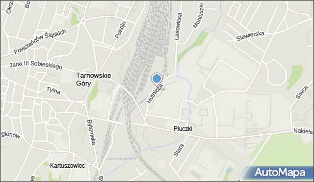 Tarnowskie Góry, Hutnicza, mapa Tarnowskie Góry