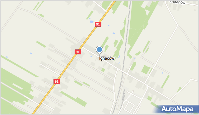 Ignaców gmina Rozprza, Ignaców, mapa Ignaców gmina Rozprza