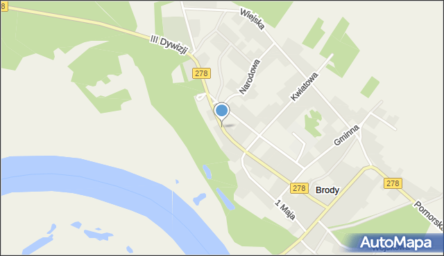 Brody gmina Sulechów, III Dywizji, mapa Brody gmina Sulechów