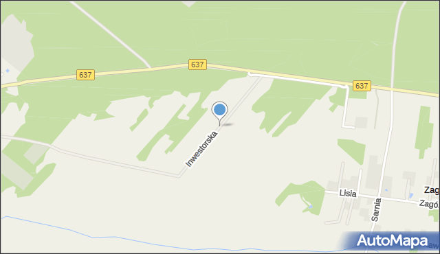 Okuniew, Inwestorska, mapa Okuniew