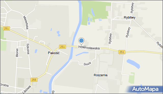 Pakość powiat inowrocławski, Inowrocławska, mapa Pakość powiat inowrocławski