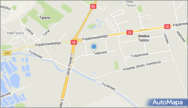 Grudziądz, Irysowa, mapa Grudziądza