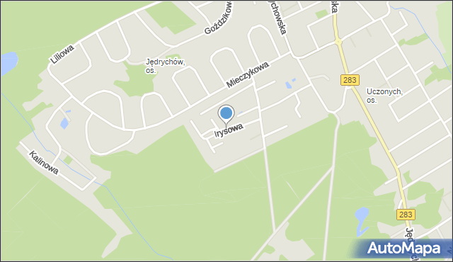 Zielona Góra, Irysowa, mapa Zielona Góra