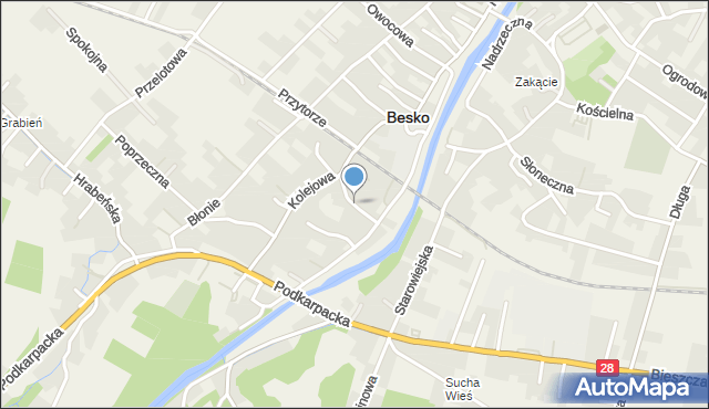 Besko, Jarzębinowa, mapa Besko