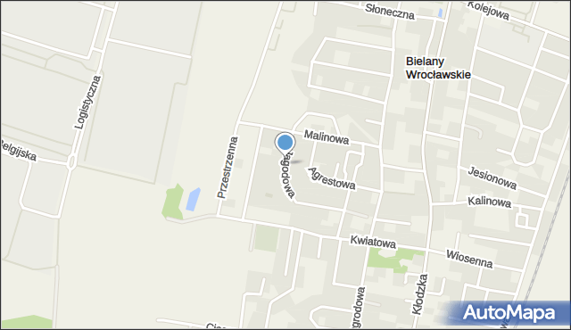 Bielany Wrocławskie, Jagodowa, mapa Bielany Wrocławskie