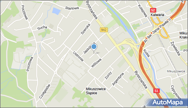 Bielsko-Biała, Jabłeczna, mapa Bielsko-Białej