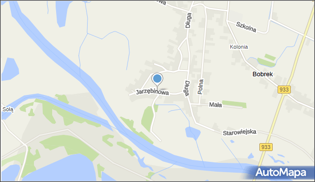 Bobrek gmina Chełmek, Jarzębinowa, mapa Bobrek gmina Chełmek