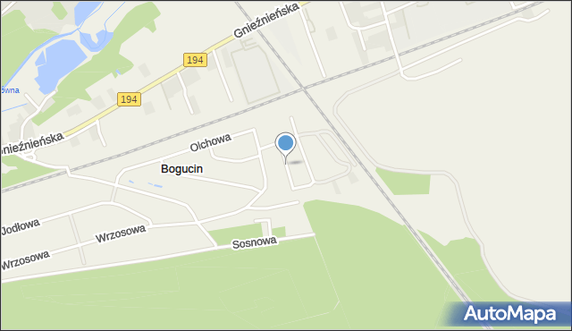 Bogucin gmina Swarzędz, Jabłoniowa, mapa Bogucin gmina Swarzędz