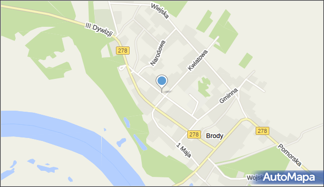 Brody gmina Sulechów, Jagielnicka, mapa Brody gmina Sulechów