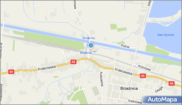 Brzeźnica powiat wadowicki, Jaśminowa, mapa Brzeźnica powiat wadowicki