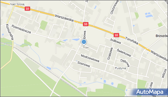 Brzozówka gmina Obrowo, Jaśminowa, mapa Brzozówka gmina Obrowo