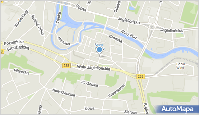 Bydgoszcz, Jana Kazimierza, mapa Bydgoszczy