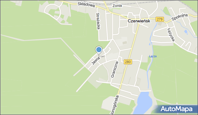 Czerwieńsk, Jasna, mapa Czerwieńsk